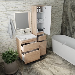 Style Line Мебель для ванной напольная Атлантика 60, Люкс ясень перламутр, PLUS – фотография-11